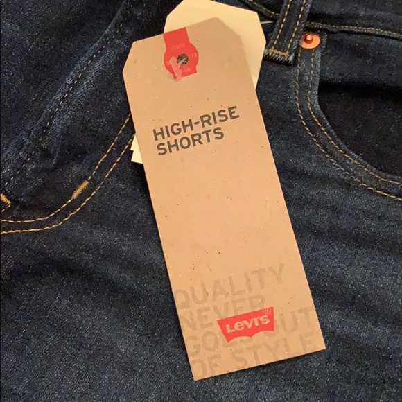 Levi’s High Rise Frayed Hem Denim Shorts Blue 28 - Picture 7 of 11